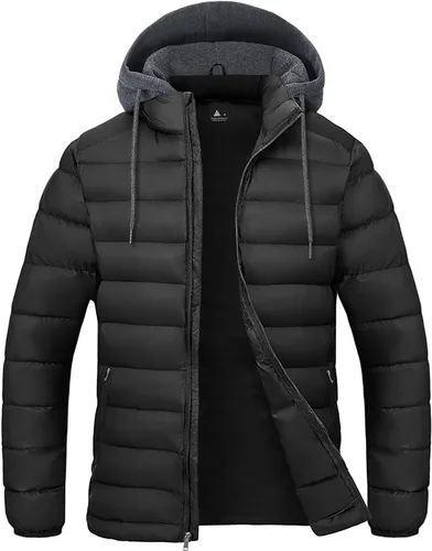 Vista 11 de SWISSWELL Chaqueta Puffer Ligera para Hombre con Capucha Acolchada Aislante Resistente al Agua Abrigo Cálido de Invierno con Cremallera y Capucha