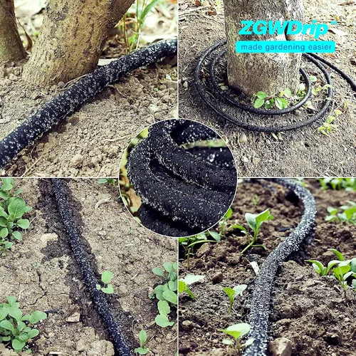 Vista 6 de Manguera de remojo de 25 pies, manguera de jardín de remojo de 1/2 pulgada con conectores de latón macizo de 3/4 pulgadas