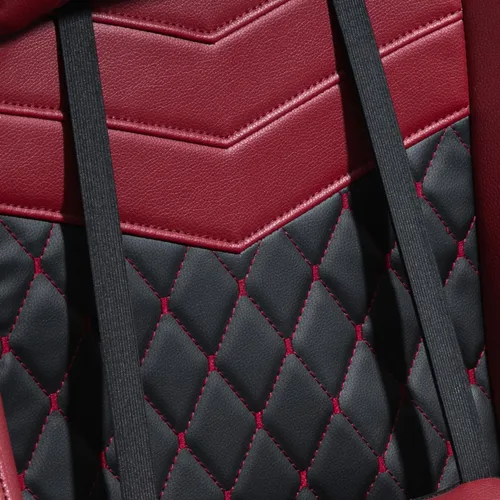 Vista 9 de Silla para juegos de carreras: respaldo alto, giratorio, reclinable con reposapiés ajustable y soporte lumbar, piel sintética de diamante, color rojo