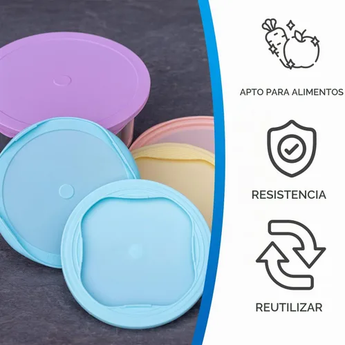 Vista 2 de EDI Tapas de silicona reutilizables, ajuste redondo, 6 tamaños, apto para microondas y congelador, varios