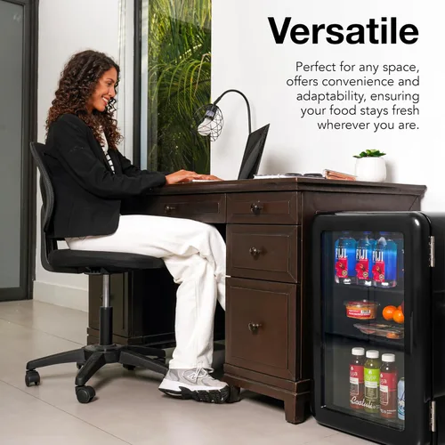 Vista 5 de Cooluli Decor - Mini refrigerador compacto de 2.4 pies cúbicos con puerta de vidrio - Pequeño refrigerador para dormitorio, oficina, residencia