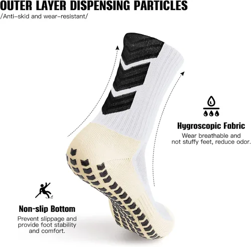 Vista 9 de Calcetines de agarre de fútbol antideslizantes, calcetines de fútbol antideslizantes para fútbol, baloncesto, deportes, 3 pares, talla única
