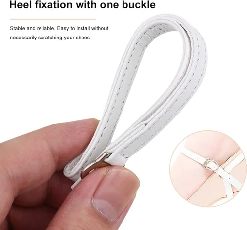 Vista 2 de EXCEART 2 pares de correas de tacón alto para zapatos de repuesto con hebilla de cuero desmontable para mujeres y niñas zapatos de tacón alto blanco