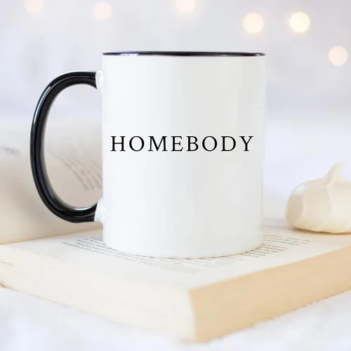 Vista 4 de YouNique Designs Homebody - Taza de café de 11 onzas, taza de café para introvertidos, lindas tazas de café para mujeres, tazas de café más