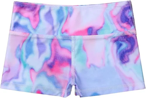 Vista 3 de Pantalones cortos de gimnasia para niñas y niñas, teñido anudado, pantalones cortos atléticos para gimnasio, yoga, correr, ropa deportiva