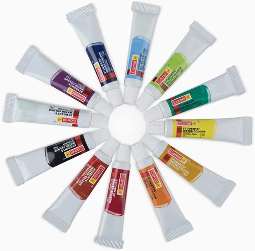 Vista 2 de Camel Tubo de acuarela para estudiantes, 0.2 fl oz cada uno, 12 tonos