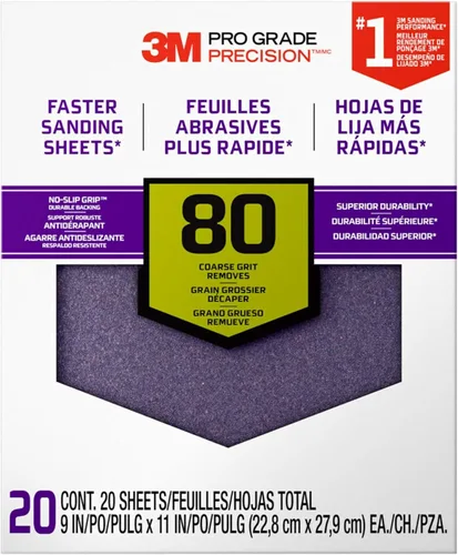 Vista 11 de 3M 26080CP-P-G Papel de lija, 1 Con agarre antideslizante y respaldo duradero que ayuda a reducir la fatiga de la mano y el desgarro al lijar