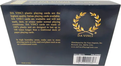 Vista 2 de DA VINCI Palermo, naipes italianos 100% de plástico, juego de 2 barajas con estuche rígido y 2 cartas cortadas (tamaño póquer índice jumbo)