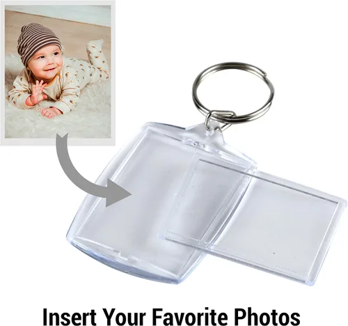 Vista 3 de IFAMIO 30 piezas de marco de fotos llavero titular de fotos llaveros de plástico transparente en blanco personalizado inserto de imagen de plástico