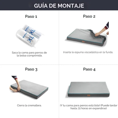 Vista 8 de Bedsure Cama para perros de espuma viscoelástica para perros pequeños, camas ortopédicas para mascotas para jaula con funda extraíble lavable y Gris