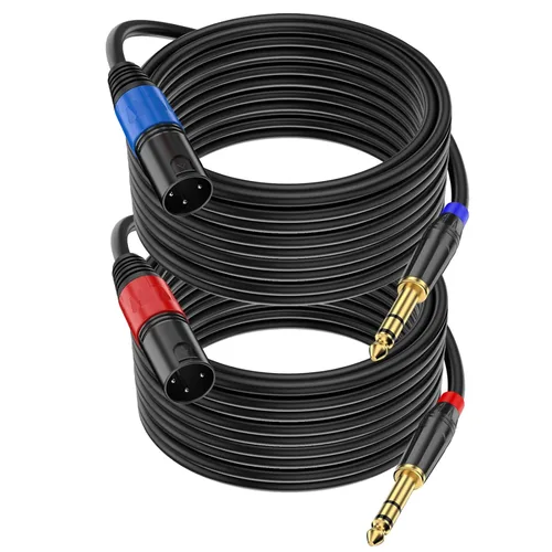 Vista 15 de Pack de 2 Cables XLR Hembra a 1/4 Pulgada 6,35 mm TRS Mono Jack para Micrófono Dinámico, 1,6 Pies, Negro, Cable de Micrófono XLR Hembra Equilibrado