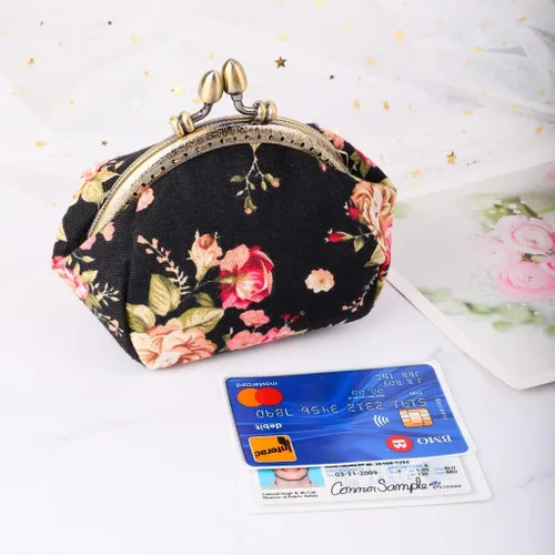 Vista 8 de Oyachic Monedero estampado vintage con hebilla de embrague, monedero con cierre de beso, monedero con cierre floral, carteras para mujer