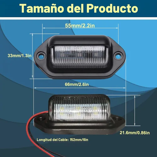 Vista 2 de 2 luces LED ámbar amarillas para placa de matrícula, 12V-24V DC impermeable 6-SMD lámpara de placa de matrícula luz trasera, para camión SUV
