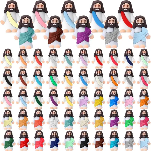 Vista 9 de Bememo 50 figuras de Jesús para esconderse y buscar recuerdos de fiesta religiosa para iglesia, escuela dominical, huevos de Pascua