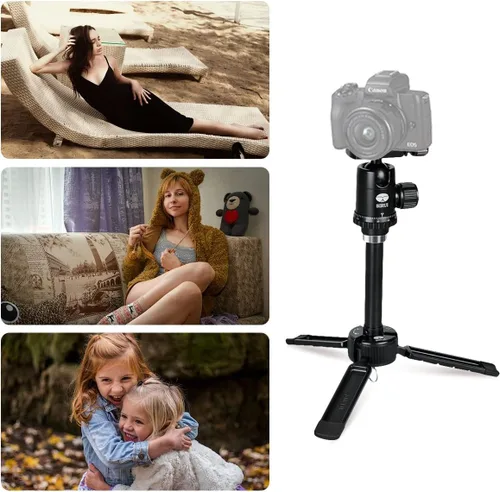 Vista 7 de SIRUI Mini trípode de escritorio de 13.5 pulgadas con cabeza de bola de 360°, trípode de aluminio portátil para cámara DSLR, videocámara, carga