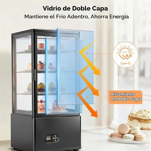 Vista 6 de Tylza Refrigerador de exhibición de encimera Puerta de vidrio doble de 2.7