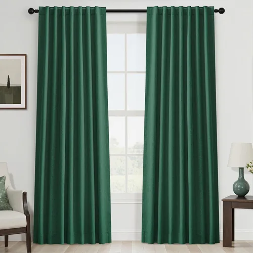 Vista 57 de UHITECH Cortinas cortas de lino de 24 pulgadas de largo para ventanas pequeñas de granja, cortinas opacas modernas para sala de estar, pestañas