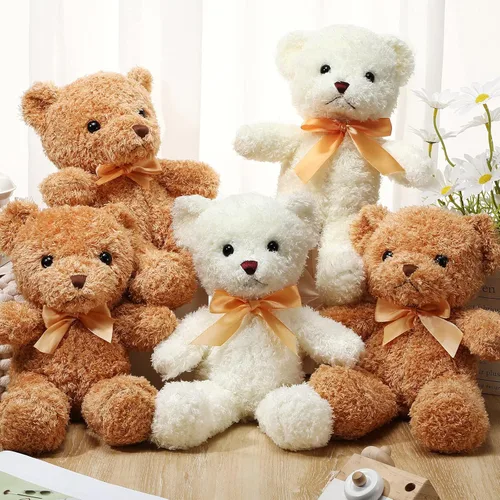 Vista 4 de Lenwen 18 animales de peluche de oso a granel de 12 pulgadas, peluche suave, pequeño juguete de peluche para niños y niñas, baby shower, San Marrón