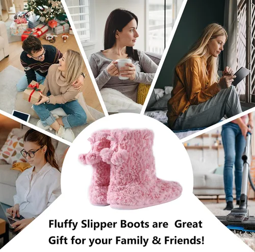 Vista 6 de Botas Home Slipper para mujer, suaves de forro polar, calientes, para interior de casa