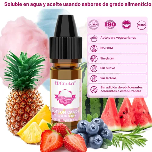 Vista 3 de Aceite Aromatizante para Alimentos - Sabores Concentrados de Dulces, 6 Aceites Aromatizantes Líquidos para Brillo Labial, Aceite de Sabor Algodón