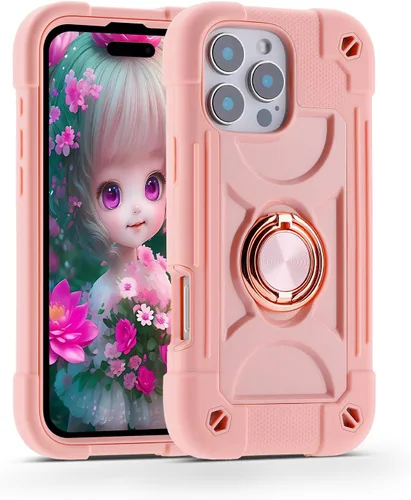 Vista 44 de MARKILL Funda compatible con iPhone 14 Pro de 6.1 pulgadas con soporte de anillo integrado, protección contra caídas de grado militar, carcasa Palta