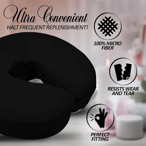 Vista 6 de LONDON LINENS Mesas de masaje de microfibra suave y pesada, fundas para cunas faciales, 4 piezas, 4 piezas (4, negro)