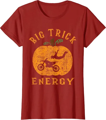 Vista 22 de Dirt Bike Motocross Halloween - Pumpkin Jack O Lantern T-Shirt Asphalt Grey