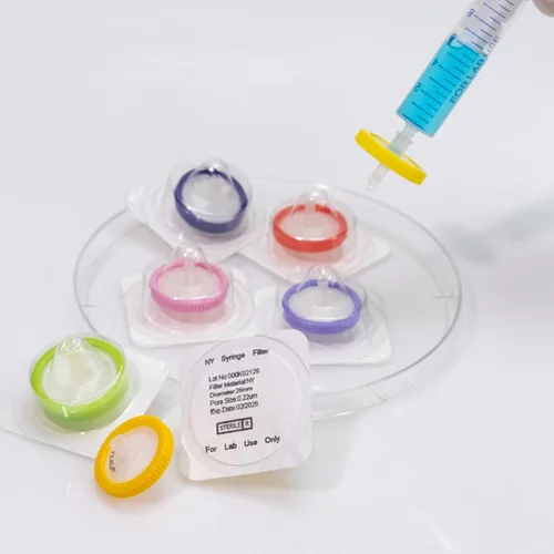 Vista 4 de PEKYBIO Filtro de jeringa estéril PTFE Filtración hidrofílica de 0,22 um Tamaño de poro, 0.984 in de diámetro de membrana, paquete de 20, envasado