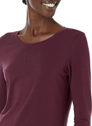 Vista 4 de Tienda Essentials - Camiseta de manga larga y con cuello redondo para mujer, corte clásico (disponible en talla extragrande)