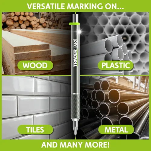 Vista 6 de Tracer Pro Series Lápiz de Precisión con 24 Minas de Repuesto de 1.3mm (0.051 in) y Fundas para Sitio - Kit de Marcado de Precisión de Aluminio