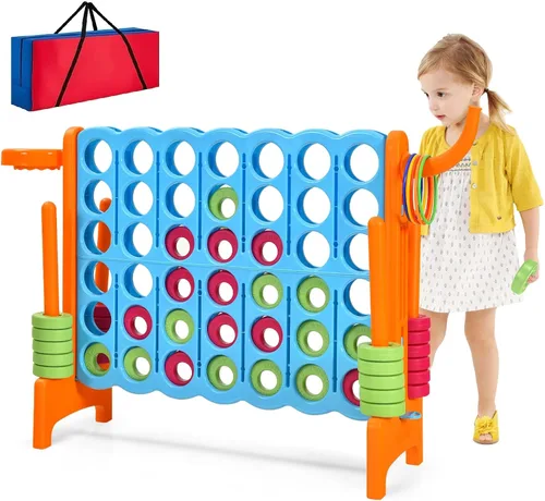 Vista 10 de AKUSTIK Juego de conexión gigante al aire libre, 4 en una fila, Jumbo 4 para marcar juego de conexión para niños y adultos, fiesta familiar, patio