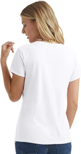 Vista 2 de Hanes - Camiseta estampada de manga corta con cuello en V para mujer