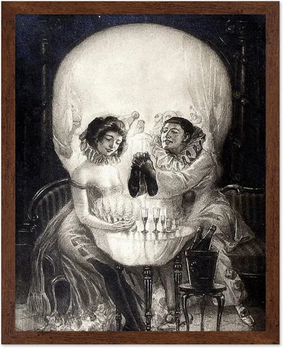 Vista 36 de Poster Master Póster vintage – Impresión de pintura de bailarina en la cabeza de la muerte – Arte surrealismo – Regalo gótico para él, ella
