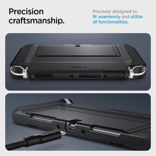 Vista 7 de Spigen Thin Fit Designed for Nintendo Switch OLED Model 7 Inch and Joy-Con Controller Dockable Case with Kickstand Protective Case - Black