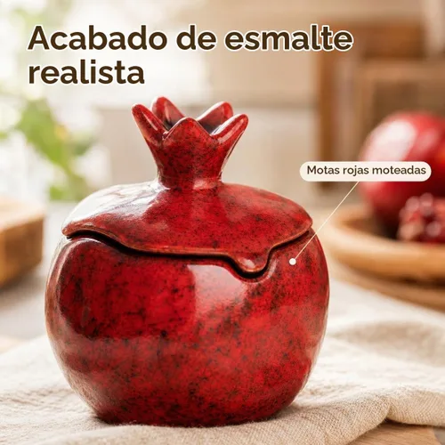 Vista 3 de Sal Bodega 2 PCS Cerámica Granada En Forma De Tazón De Sal Con Tapa Y Cuchara