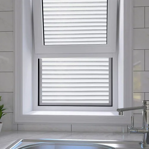 Vista 6 de Película para ventana con patrón de persianas, película de privacidad esmerilada para ventana, calcomanías decorativas de vinilo para ventana