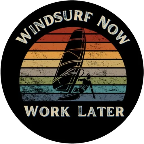 Vista 3 de Funny Windsurf Now Work Later Tee For Windsurfing Lovers PopSockets Swappable PopGrip
