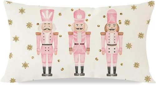 Vista 16 de PANDICORN - Funda de almohada decorativa de Cascanueces de Navidad 12x20 pulgadas, decoración de Navidad en negro con Cascanueces, cojín decorativo