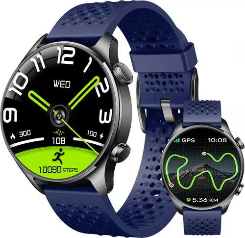 Vista 9 de Reloj inteligente para hombre, AMOLED de 1.43 pulgadas, GPS integrado, color negro Answer/Make Calls, Heart Rate Monitor, Sleep Monitor, SpO2
