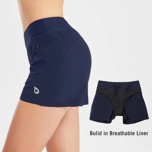 Vista 3 de BALEAF Traje de baño para mujer, de 3 a 5 pulgadas, de secado rápido, cintura alta, UPF 50+, con forro