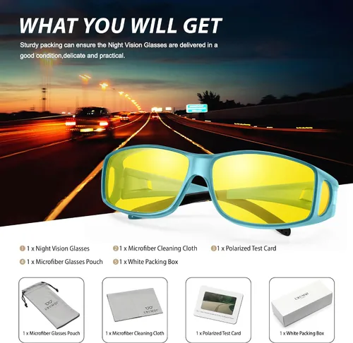 Vista 7 de URUMQI Gafas de conducción de visión nocturna para hombres y mujeres, lentes polarizados antirreflejos, lentes de alta definición amarillas