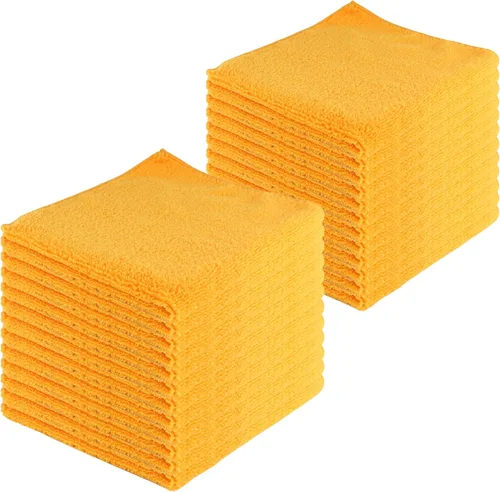 Vista 13 de Toallas de limpieza de microfibra, paquete de 12, 16 x 16 pulgadas, multiusos, más suaves, altamente absorbentes, sin pelusas, reutilizables Negro