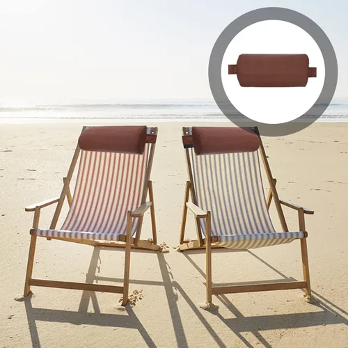 Vista 2 de Yardwe Almohada reclinable para silla de playa, reposacabezas acolchado extraíble con banda elástica, almohada para silla de descanso, soporte