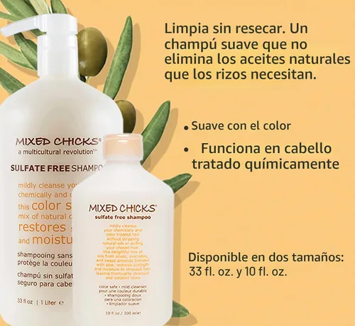 Vista 3 de Mixed Chicks Champú sin sulfato para cabello teñido y tratado químicamente, 10 onzas líquidas