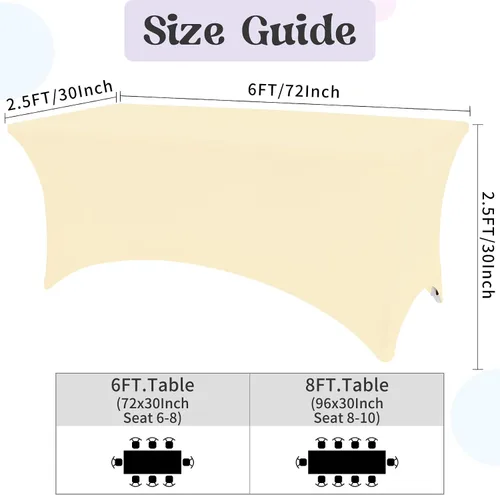 Vista 2 de HAISIWLKJ Paquete de 3 manteles beige de 6 pies para mesa plegable rectangular de elastano, ajustada, elástica, resistente a las arrugas, lavable