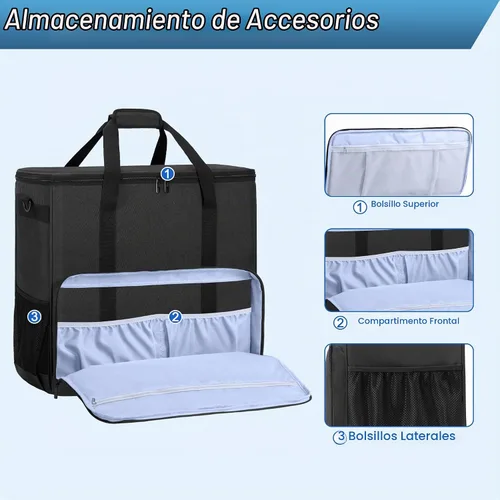 Vista 3 de CURMIO Funda de transporte para PC, bolsa de viaje de escritorio para torre de computadora, teclado, cable y ratón, solo bolsa, negro