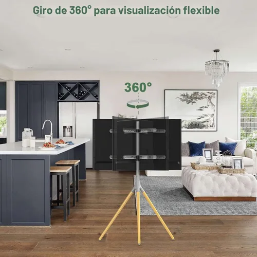 Vista 3 de UPGRAVITY Soporte de TV con caballete con base de trípode para pantallas planas LED LCD OLED de 45 a 65 pulgadas, soporte de suelo giratorio de 180°