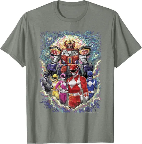 Vista 21 de Power Rangers Mighty Morphin' Megazord Starry Night Poster Camiseta