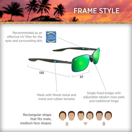 Vista 6 de Maui Jim Gafas de sol rectangulares polarizadas Shoal para hombre
