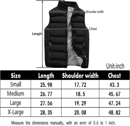 Vista 5 de Feiairuike Abrigos de chaleco acolchados para exteriores con cuello alto para hombre